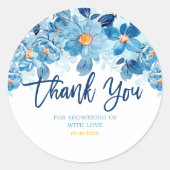 水彩花朵婴儿淋浴感谢小礼物 ラウンドシール (正面)