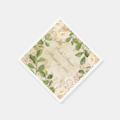 水彩花束と葉のフレーム スタンダードカクテルナプキン (角)