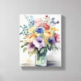 水彩花束の絵画 キャンバスプリント