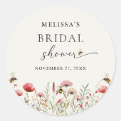 水彩花束をイメージしたブライダルシャワーのためのデザイン ラウンドシール (正面)