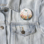 水彩花束イニシャル名入りパーソナライズドネーム 缶バッジ (インサイチュ)