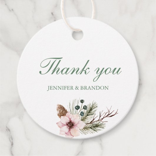 水彩花束ウェディングギフトタグ 感謝の気持ちを表す フェイバータグ (正面)