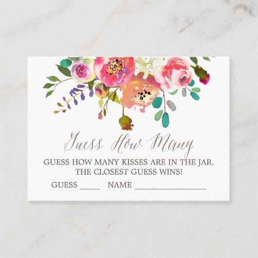 水彩花束キスの数当てカード エンクロージャーカード (正面)
