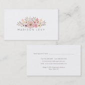 水彩花束シンプルエレガント名刺 予約カード (正面/裏面)