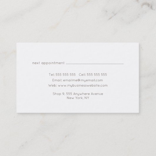 水彩花束シンプルエレガント名刺 予約カード (裏面)