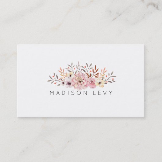 水彩花束シンプルエレガント名刺 予約カード (正面)