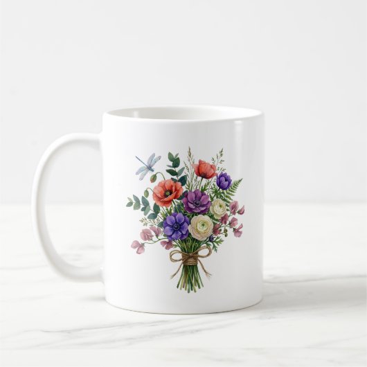 水彩花束トンボマグ コーヒーマグカップ (左)
