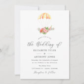 水彩花束パラシュートウェディング 招待状 (正面)