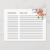 水彩花束ブライダルシャワーレシピカード ポストカード (裏面)