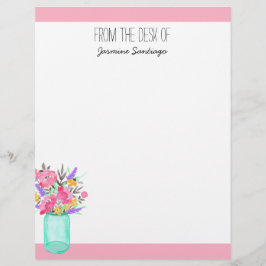 水彩花束メイソンジャールフラワーパーソナライズされた レターヘッド