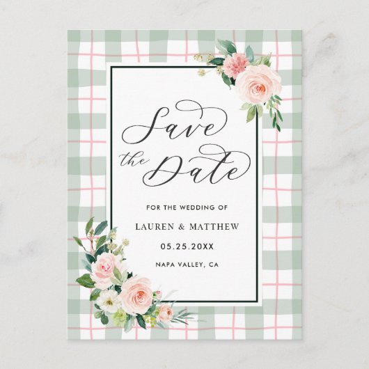 水彩花束婚礼请柬 案内ポストカード (正面)