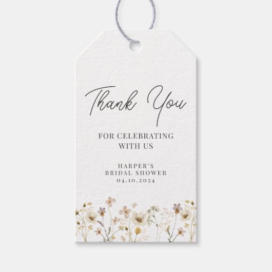 水彩花束感謝カード ギフトタグ (正面)