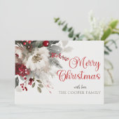 水彩花束書道クリスマスレッド シーズンカード (スタンド正面)
