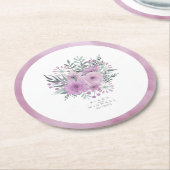 水彩花束結婚の薄紫ID654 ラウンドペーパーコースター (アングル)