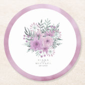 水彩花束結婚の薄紫ID654 ラウンドペーパーコースター (正面)