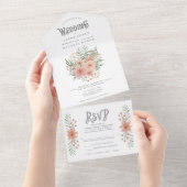 水彩花束結婚の赤面ID654オールインワン オールインワン招待状 (貼ってはがせる)