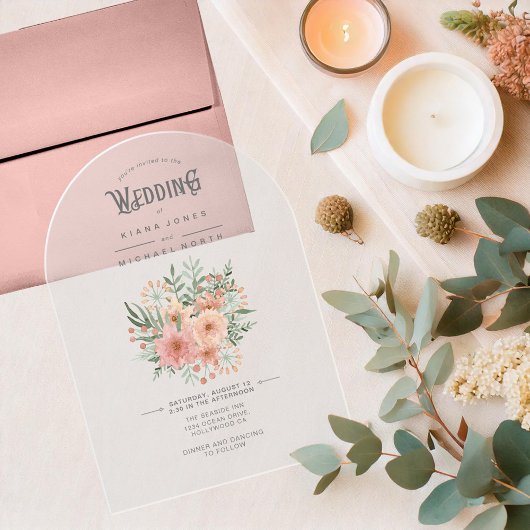 水彩花束結婚の赤面ID654 アクリル招待状