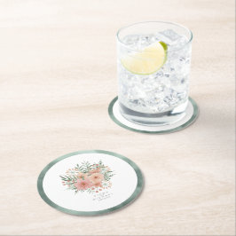 水彩花束結婚の赤面ID654 ラウンドペーパーコースター