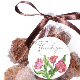 水彩花束花サンキューカード ラウンドシール