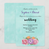 水彩花束 ウェディング 招待状 おしゃれ (正面/裏面)