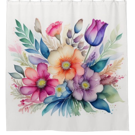 水彩花束 シャワーカーテン (正面)