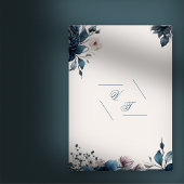 水彩花束 ネイビーブルー Save The Date 招待状