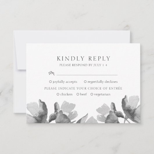 水彩花束。フローラウェディングRSVPカード 出欠カード (正面)