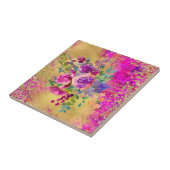 水彩花束 – ラズベリーピンク タイル (側面)