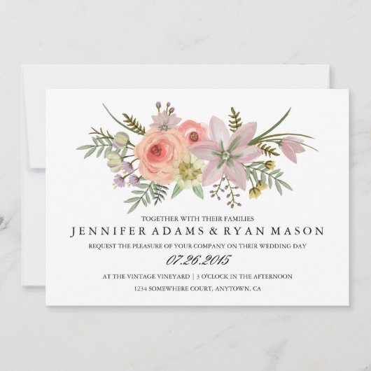 水彩花束 | 結婚式招待状 招待状 (正面)