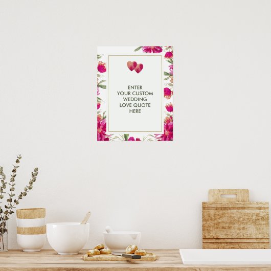 水彩花束 結婚式 オーダーメイド 愛の名言 プリント (キッチン)