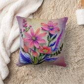 水彩花束、背カラフル景 クッション (ブランケット)