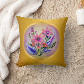 水彩花束、背カラフル景 クッション (ブランケット)