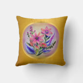 水彩花束、背カラフル景 クッション (裏面)
