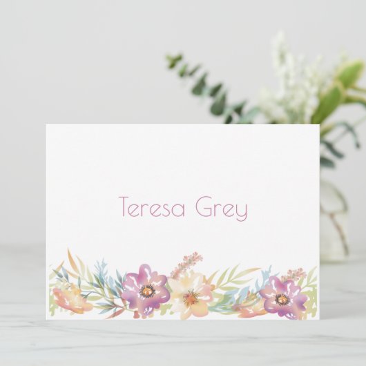 水彩花枠の便箋 (スタンド正面)