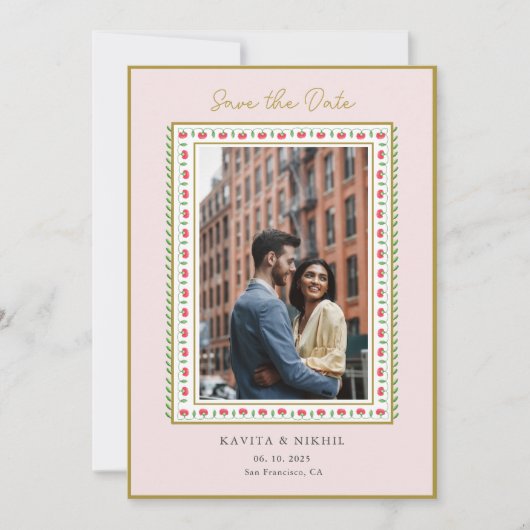 水彩花枠の写真　保存日 セーブザデート (正面)