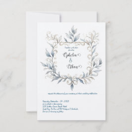 水彩花枠ウェディング招待状 招待状
