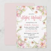 水彩花枠パステルベイビーシャワー 招待状 (正面/裏面)
