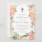 水彩花枠ファーストホーリーコミュニオン 招待状 (正面)
