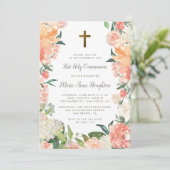 水彩花枠ファーストホーリーコミュニオン 招待状 (スタンド正面)