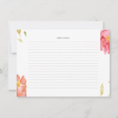 水彩花柄のウェディングシャワー レシピカード 招待状 (裏面)