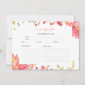 水彩花柄のウェディングシャワー レシピカード 招待状 (正面)