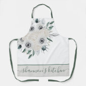 水彩花柄のオールプリントエプロン エプロン (正面)