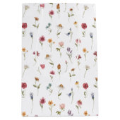 水彩花柄のワイルドフラワーテーマ ミディアムペーパーバッグ (正面)