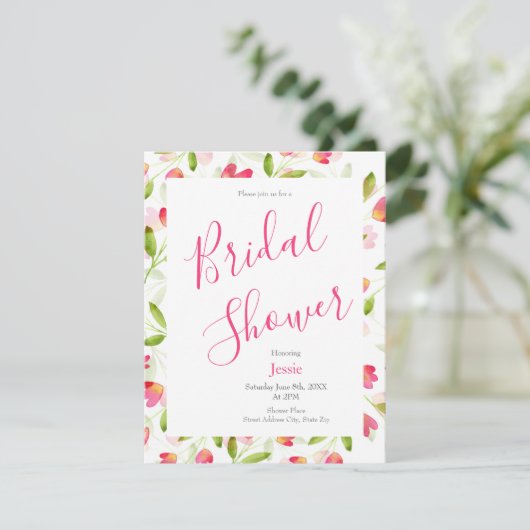 水彩花柄の招待状 招待状 (スタンド正面)