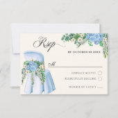 水彩花柄の椅子デコレーション　RSVP 出欠カード (正面)
