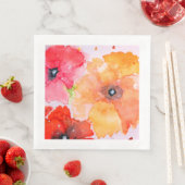 水彩花柄の紙ナプキン (インサイチュ)