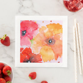 水彩花柄の紙ナプキン