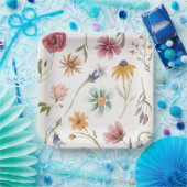 水彩花柄の紙皿 ペーパープレート (パーティー)