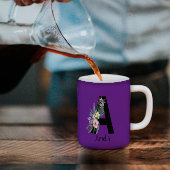 水彩花柄の紫のマグカップ コーヒーマグカップ