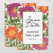 水彩花柄のSave the Date招待状 招待状 (正面/裏面)